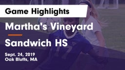 Martha's Vineyard  vs Sandwich HS Game Highlights - Sept. 24, 2019