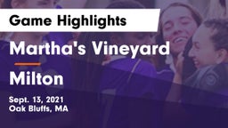 Martha's Vineyard  vs Milton  Game Highlights - Sept. 13, 2021
