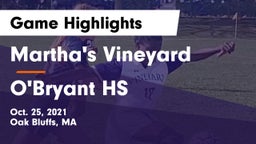 Martha's Vineyard  vs O'Bryant HS Game Highlights - Oct. 25, 2021