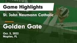 St. John Neumann Catholic  vs Golden Gate Game Highlights - Oct. 3, 2022