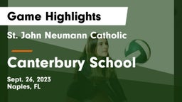 St. John Neumann Catholic  vs Canterbury School Game Highlights - Sept. 26, 2023