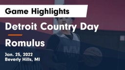 Detroit Country Day  vs Romulus  Game Highlights - Jan. 25, 2022