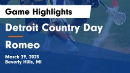 Detroit Country Day  vs Romeo  Game Highlights - March 29, 2023