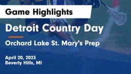 Detroit Country Day  vs Orchard Lake St. Mary's Prep Game Highlights - April 20, 2023