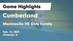 Cumberland  vs Martinsville HS Girls Varsity Game Highlights - Feb. 12, 2022