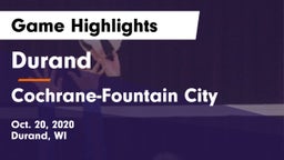 Durand  vs Cochrane-Fountain City  Game Highlights - Oct. 20, 2020