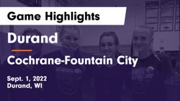 Durand  vs Cochrane-Fountain City  Game Highlights - Sept. 1, 2022