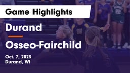 Durand  vs Osseo-Fairchild  Game Highlights - Oct. 7, 2023