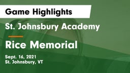 St. Johnsbury Academy  vs Rice Memorial  Game Highlights - Sept. 16, 2021