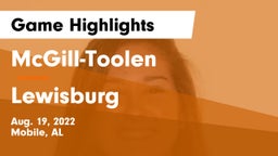 McGill-Toolen  vs Lewisburg  Game Highlights - Aug. 19, 2022