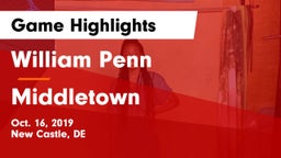William Penn  vs Middletown  Game Highlights - Oct. 16, 2019