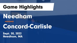 Needham  vs Concord-Carlisle  Game Highlights - Sept. 30, 2022