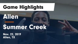 Allen  vs Summer Creek  Game Highlights - Nov. 22, 2019