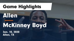 Allen  vs McKinney Boyd  Game Highlights - Jan. 10, 2020