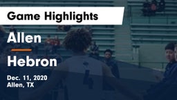 Allen  vs Hebron  Game Highlights - Dec. 11, 2020