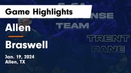 Allen  vs Braswell  Game Highlights - Jan. 19, 2024