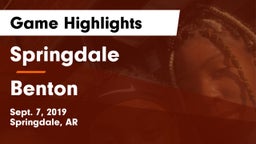 Springdale  vs Benton  Game Highlights - Sept. 7, 2019