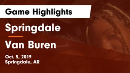 Springdale  vs Van Buren  Game Highlights - Oct. 5, 2019