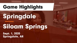 Springdale  vs Siloam Springs  Game Highlights - Sept. 1, 2020