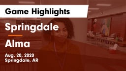 Springdale  vs Alma  Game Highlights - Aug. 20, 2020