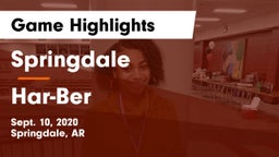 Springdale  vs Har-Ber  Game Highlights - Sept. 10, 2020