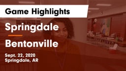 Springdale  vs Bentonville  Game Highlights - Sept. 22, 2020