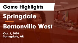 Springdale  vs Bentonville West  Game Highlights - Oct. 1, 2020