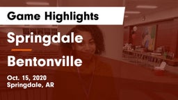 Springdale  vs Bentonville  Game Highlights - Oct. 15, 2020