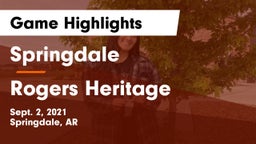 Springdale  vs Rogers Heritage  Game Highlights - Sept. 2, 2021