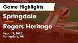Springdale  vs Rogers Heritage  Game Highlights - Sept. 15, 2022