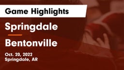 Springdale  vs Bentonville  Game Highlights - Oct. 20, 2022