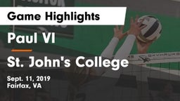 Paul VI  vs St. John's College  Game Highlights - Sept. 11, 2019