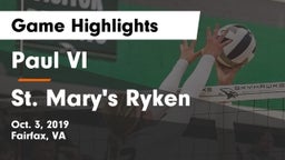 Paul VI  vs St. Mary's Ryken  Game Highlights - Oct. 3, 2019