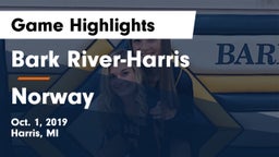 Bark River-Harris  vs Norway  Game Highlights - Oct. 1, 2019