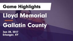 Lloyd Memorial  vs Gallatin County  Game Highlights - Jan 28, 2017