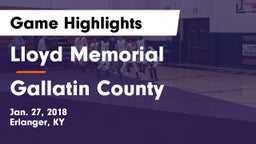 Lloyd Memorial  vs Gallatin County  Game Highlights - Jan. 27, 2018