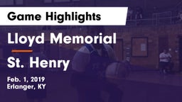 Lloyd Memorial  vs St. Henry  Game Highlights - Feb. 1, 2019
