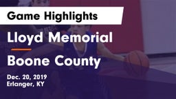 Lloyd Memorial  vs Boone County  Game Highlights - Dec. 20, 2019