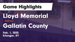 Lloyd Memorial  vs Gallatin County  Game Highlights - Feb. 1, 2020