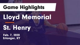 Lloyd Memorial  vs St. Henry  Game Highlights - Feb. 7, 2020