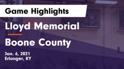 Lloyd Memorial  vs Boone County  Game Highlights - Jan. 6, 2021