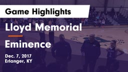 Lloyd Memorial  vs Eminence  Game Highlights - Dec. 7, 2017