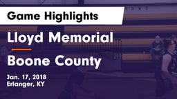 Lloyd Memorial  vs Boone County  Game Highlights - Jan. 17, 2018