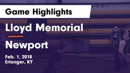 Lloyd Memorial  vs Newport  Game Highlights - Feb. 1, 2018