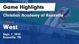 Christian Academy of Knoxville vs West Game Highlights - Sept. 7, 2019