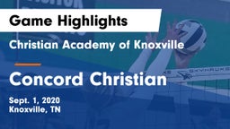 Christian Academy of Knoxville vs Concord Christian  Game Highlights - Sept. 1, 2020
