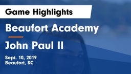 Beaufort Academy vs John Paul II Game Highlights - Sept. 10, 2019