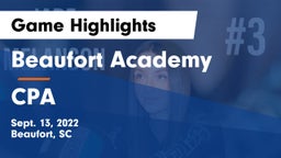 Beaufort Academy vs CPA Game Highlights - Sept. 13, 2022