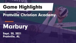 Prattville Christian Academy  vs Marbury  Game Highlights - Sept. 30, 2021