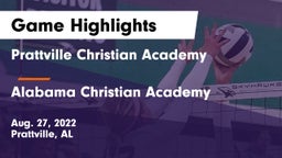 Prattville Christian Academy  vs Alabama Christian Academy  Game Highlights - Aug. 27, 2022